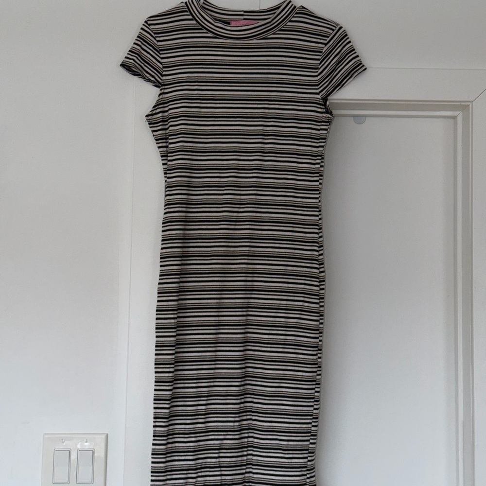 Signature Black and White Striped Midi Dress